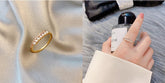 Moonlight and Poetry Graceful Temperament bead set diamond ring -J118G